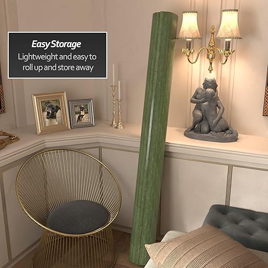 Red Lantern 6 ft. Tall Bamboo Wave Screen - Distressed Green