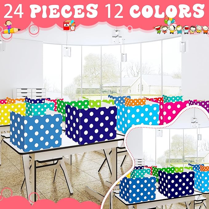 SATINIOR 24 Pcs Privacy Folders for Students, Desk Dividers for Classroom Testing, Student Privacy Boards Classroom Must Have, 12 Colors Study Panel for School Teacher Supplies(Dot)