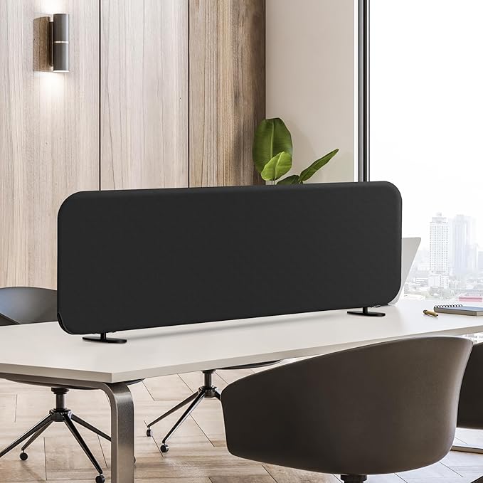 DECOLAB Desk Divider, Movable Privacy Panel Partition for Home Office, Student, Classroom, Study, Freestanding, Scratch-Resistant, 48"x18", Midnight