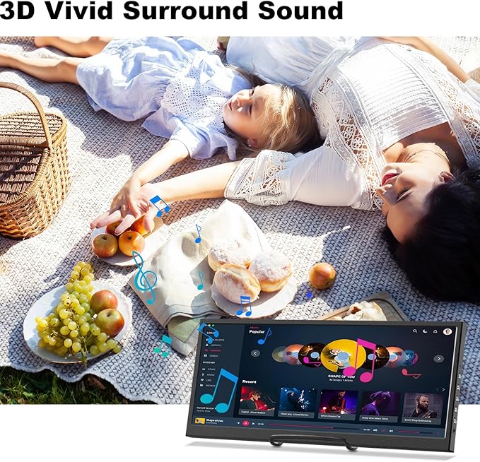 12.3 Inch Secondary Monitor, IPS Stretched Bar LCD Travel Display 1920 * 720 HDMI USBC, Mini Portable Monitor Metal Material for Laptop Computer Windows Aida64 GPU CPU RAM Monitoring,Built-in Speaker