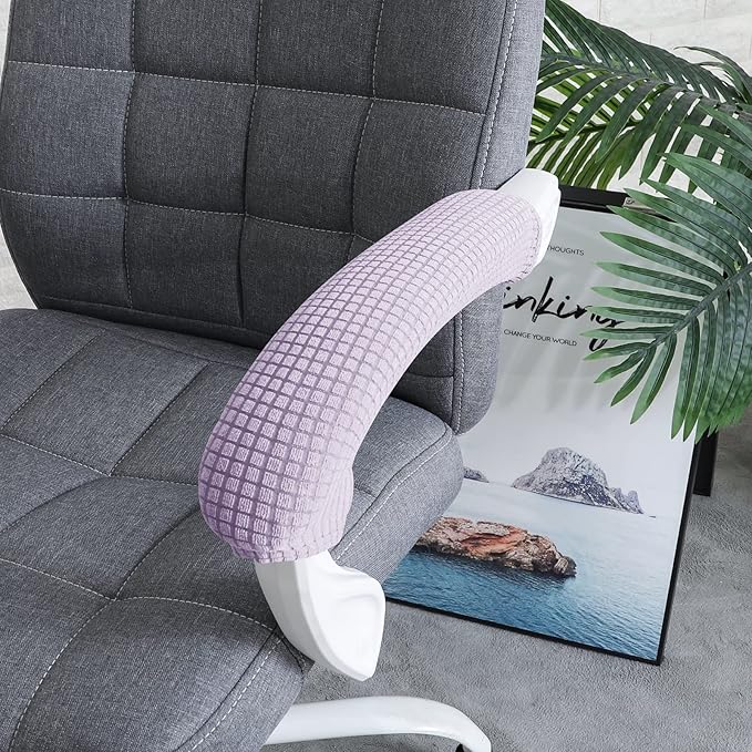 FORCHEER Office Chair Armrest Cover Stretchable Water Resistant Spandex Stretch Jacquard Computer Office Chair Arm Pad Covers Chair Slipcover for Desk Chairs Arm 2P-Purple