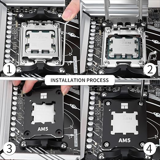 Thermalright ASF-BLACK AM5 CPU Secure Frame,CPU Anti-Bend Fixing Frame, CPU Correction Retainer, AM5 Aluminum Alloy Fixing Bracket, CPU Optical Fit Adhesive Adhesive Mounter, CPU Cooler Standard,Black