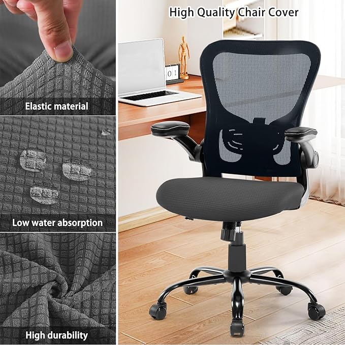 Newfashion Office Chair Seat Cover Universal Fit Stretch Washable Slipcover Protector for Desk Swivel Computer Chair (Grey)