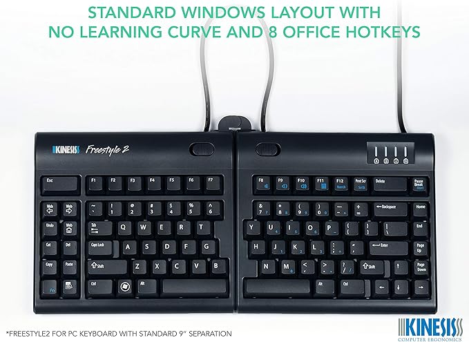 Kinesis Freestyle2 Ergonomic Keyboard for PC (20" Extended Separation)