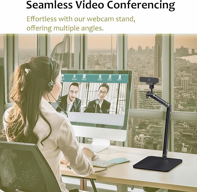 Lufia Webcam Camera Stand, Phone Mount, Sturdy Desk Mount for Webcam C922 C930e C920S C920 C615 C960 C920x BRIO 4K, Phone Mount, Right Light with 1/4" Thread