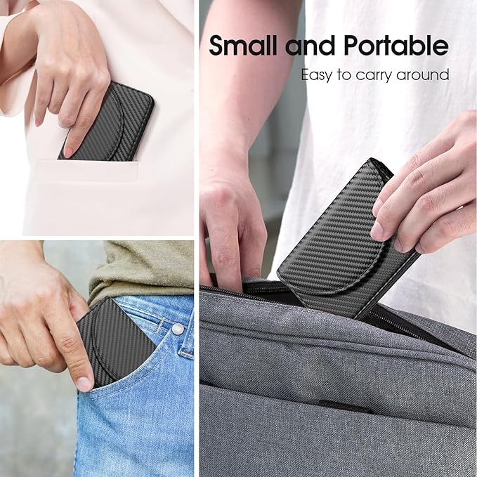 MaxGear Business Card Holder Case, PU Leather Business Card Case for Purse, Pocket Travel Name Card Holder Wallet for Men or Women Gift, Portable Magnetic Business Card Carrier, Slim, Black Carbon