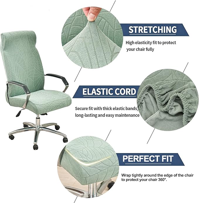 Stretch Office Chair Cover with Zipper Printed Computer Chair Cover for Armrest Chair Universal Removable Spandex Rotating Boss Chair Slipcovers Soft Desk Chair Seat Protector for Dogs, Cats (L, 56)