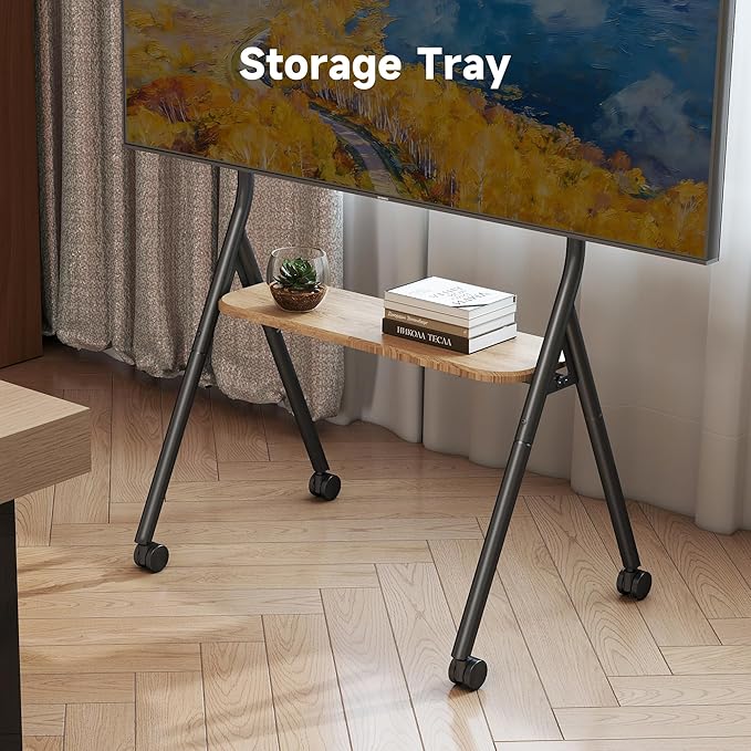 XINLEI Easel Rolling TV Stand for 32-80 Inch TV up to 121lbs, Mobile Portable TV Cart with Wheels Minimalist for Home Business Office Living Room School, Max 600x400mm VESA, Black ML5C