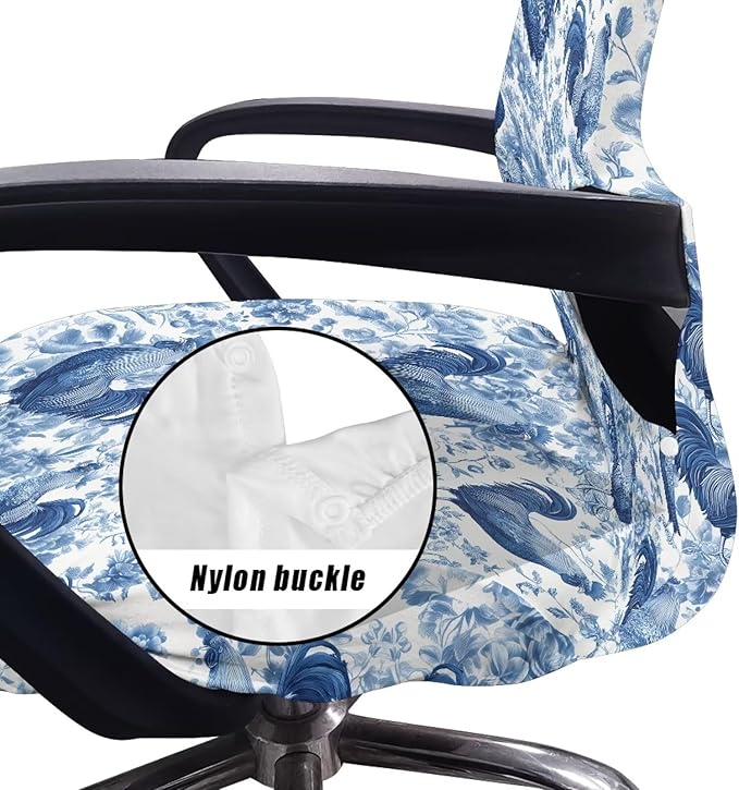 Talayituse Blue Rooster Chicken Print Office Chair Covers, Stretch Computer Chair Cover, Universal Boss Chair Covers Modern Simplism Style High Back Chair Slipcover, Small