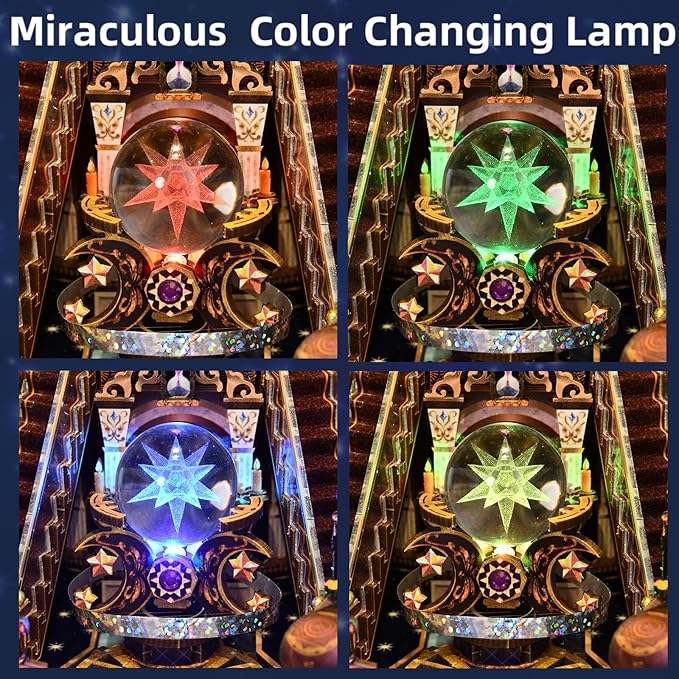 TOYQI Book Nook Kit, Book Nook Kits for Adults, DIY Miniature Dollhouse Kit 3D Wooden Puzzle Booknook Bookend with LED Light - Divination Fate Destiny 12 Constellation Zodiac Signs
