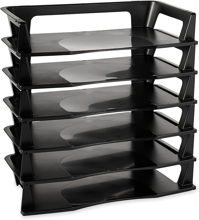 Rubbermaid Regeneration Letter Tray,Six Tier,Plastic,Black (86028),(Pack of 6)