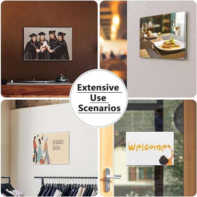 MaxGear Acrylic Sign Holder 8.5x11 with Double Sided Tape, 12 Pack Clear Plastic Door Wall Mount Sign Holder, Document Flyer Poster Paper Acrylic Wall Frame for Office, Home, Store, Restaurant