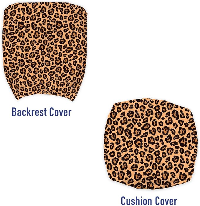 Ambesonne Peach Color Leopard Print Office Chair Slipcover, Orange Color Leopard Pattern Illustration Exotic Pattern, Decorative Stretch and Washable Fabric Cover, Standard Size, Orange and Black