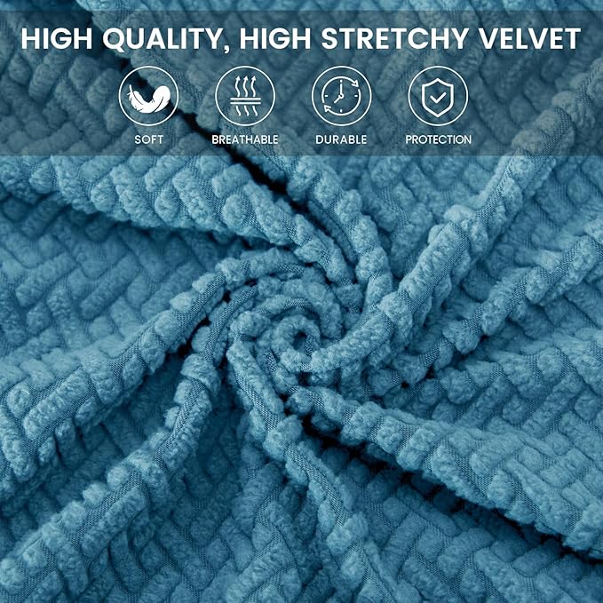 MIFXIN Computer Office Chair Cover Stretch Elastic Slipcover 2 Piece Jacquard Washable Computer Chair Covers Furniture Protector for Office Home, NO Chair Only Covers (Blue)