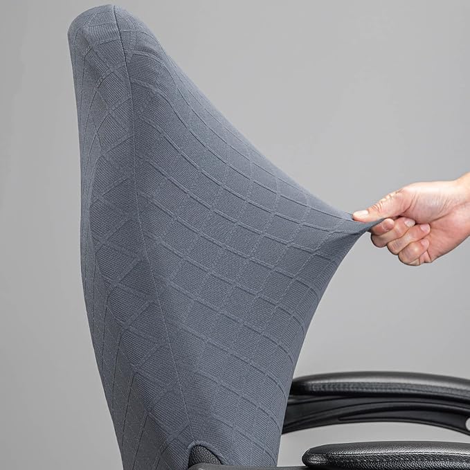 Melaluxe Office Chair Cover with Armrest Covers， Universal Stretch Desk Chair Cover, Computer Chair Slipcovers (Size: L) - Dark Gray