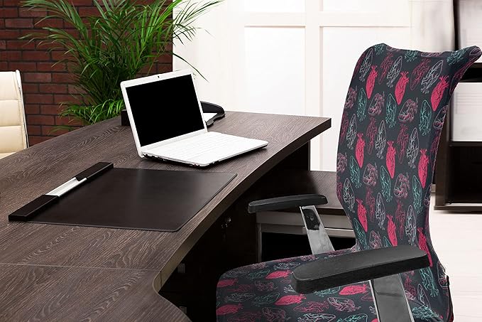 Ambesonne Human Anatomy Office Chair Cover, Anatomical Heart Analogy Veins Stems Palpitating Organ Sketch, Stretchable Decorative Universal Size High Back Printed Slipcover, Pink Charcoal