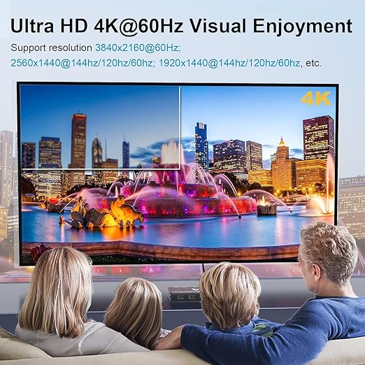 USB-C KVM Switch 2 Monitors 1 Computer, 2 Ports Type-C USB-C Switcher Support 4K@60Hz for 2 PC Share Keyboard Mouse and Monitor, Suppprt PD Fast Charging