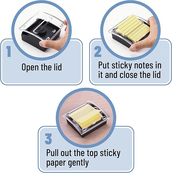 Mr. Pen- Pop Up Note Dispenser, 3" x 3", 4 Pack, Black Base, Clear Top, Sticky Note Dispenser, Sticky Note Holder for Desk