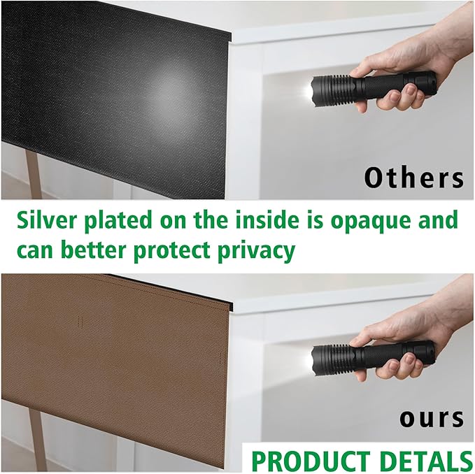 Under Desk Privacy Panel Brown Self-Adhesive Modesty Panel for Cord Organizer Pockets and Desk Skirt for Home Office or Standing Workstation (48" Brown)