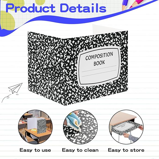 24pcs Folding Paper Privacy Shield, Privacy Shield Folder Boards, Privacy Divider for Student Desk Examination,Focus-Enhancing Study Shield in School and Home, Easy to Clean Learning Shield