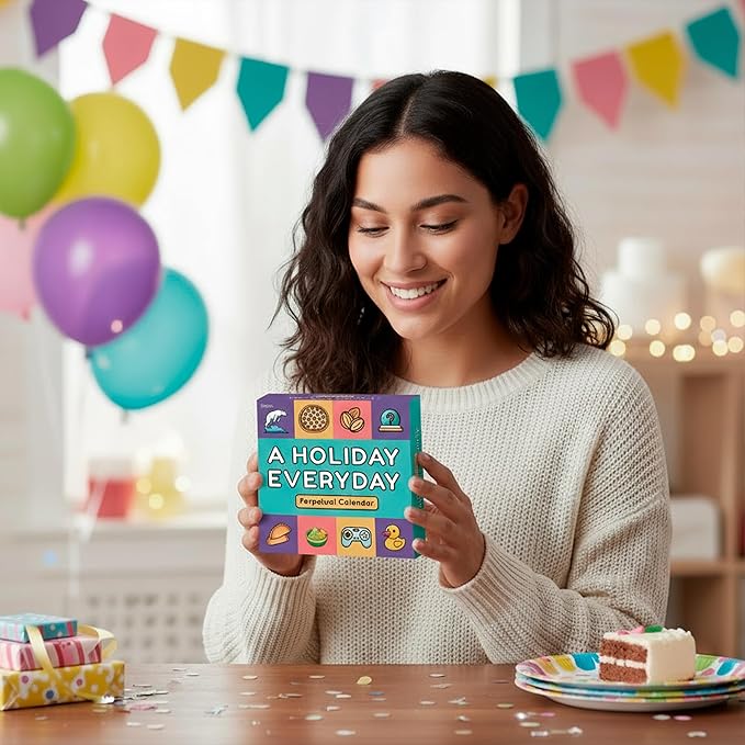 Everyday Is A Holiday Calendar | Funny Perpetual Desktop Calendar With Every Goofy & Silly Holiday For Each Day Of Year, 365 Humorous & Weird Holidays with Custom Illustrations on Every Page
