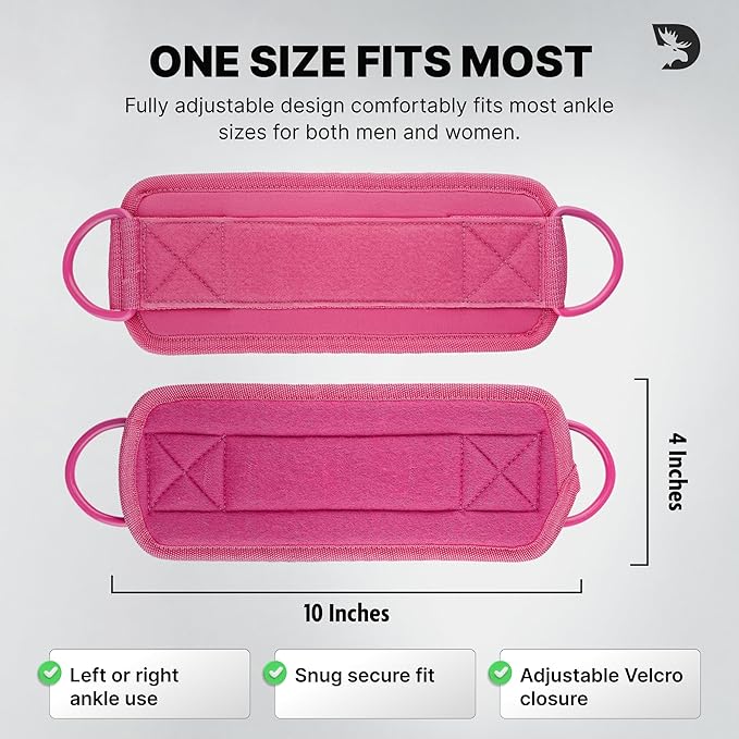 DMoose Fitness Ankle Strap for Cable Machine - One Size Fit with Premium Padding Cuffs, Ankle Bands for Working Out, Booty Workouts, Leg Extension, Hip Abductors, Kickbacks & Lower Body Exercises