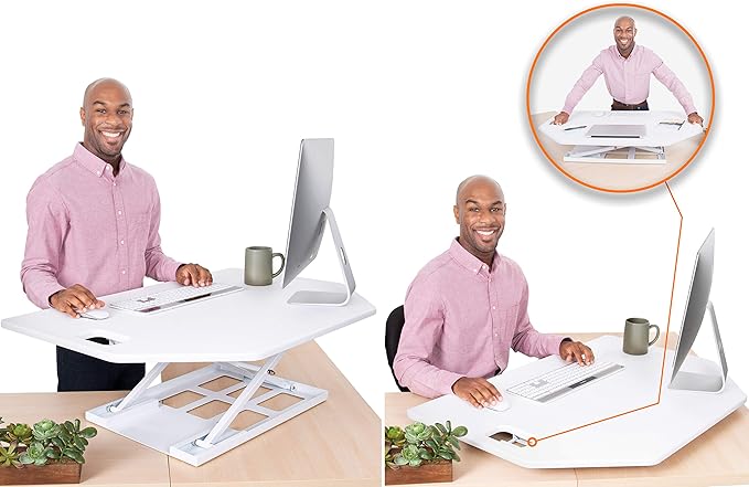 Stand Steady X-Elite Pro | Premier Corner Standing Desk Converter | Extra Large 40 Inch Sit to Stand Workstation | Height Adjustable for Cubicles and L-Shaped Desks (27.25" L x 39.25" W)