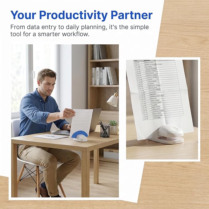 3 Pack Document Holder for Typing, Portable Paper Stand for Desk with Non-Slip Base, Plastic A4 Paper Holder for Office Desk, Computer, Bank, Compact Typing Stand