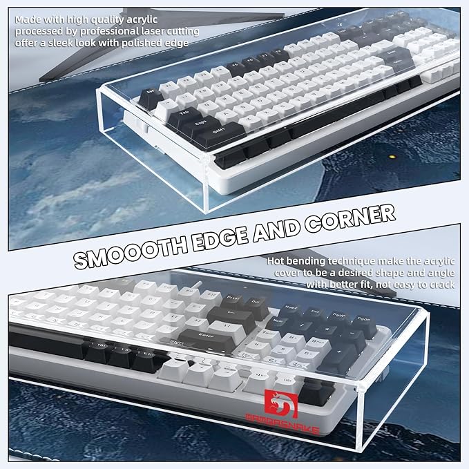 ZIYOU LANG KC04 Acrylic Clear Transparent Keyboard Cover(17.4 * 6.5 * 1.89 inch) with Dustproof Waterproof Anti-hit Anti-cat Protective Case for Standard 98Key Mechanical Gaming Keyboard
