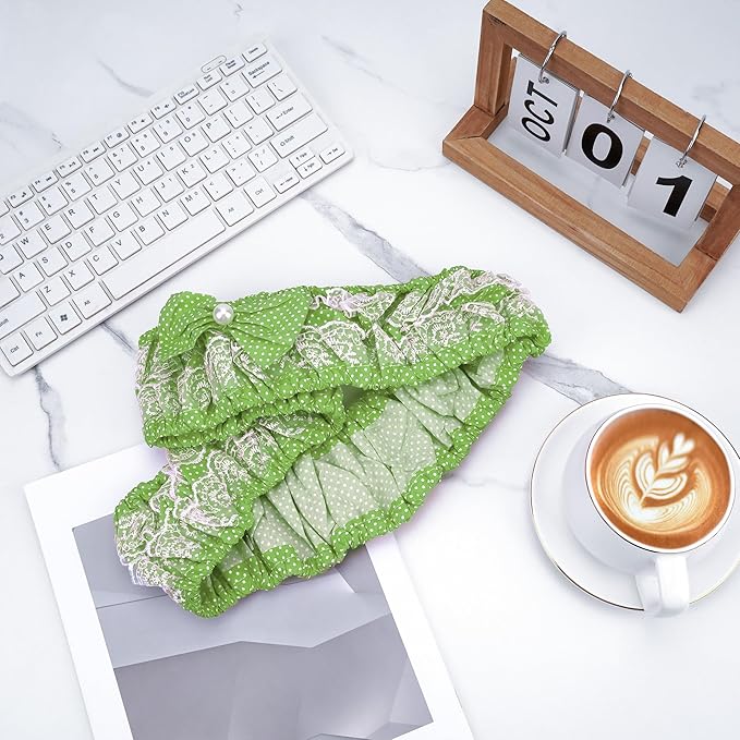 2 Pack Cute Computer Monitor Cover, 23''-26'' Elastic Monitor Dust Cover with Bow Knot, Lovely Monitor Accessories Screen Monitor Decoration for Tablet (Green)