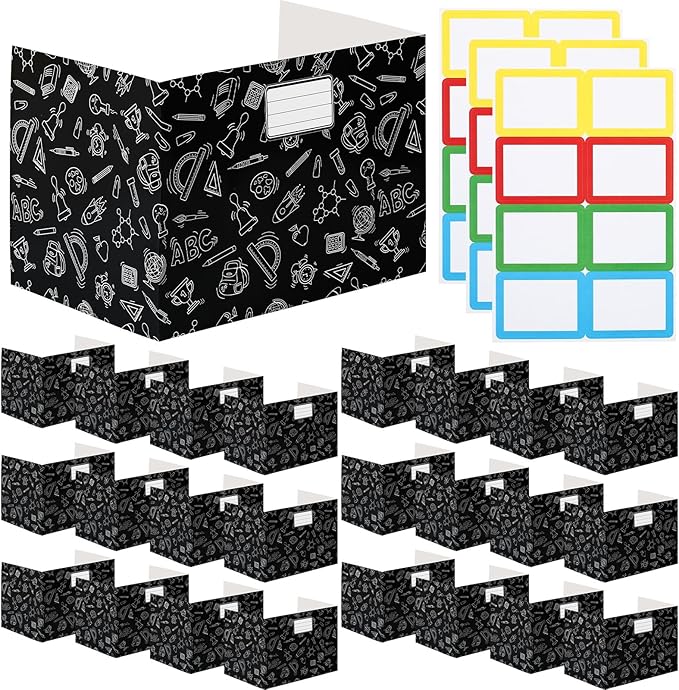 Sabary 24 Pack Privacy Folders for Students Desk Dividers Testing Dividers Standard School Privacy Coated Cardboard for Classroom Teacher Supplies Keep Eyes from Roving(Study,Black)