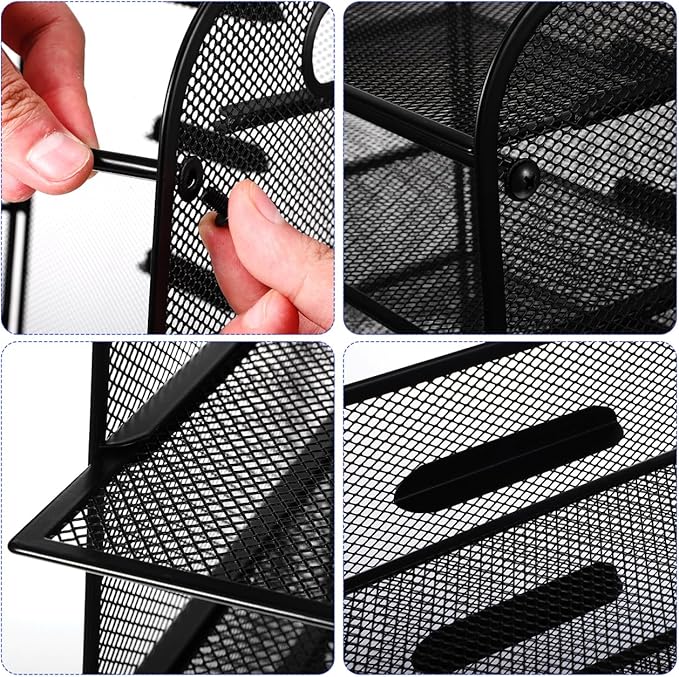 Cabilock 5 Tier Paper Organizer Letter Tray - Mesh Desk File Organizer with Handle Paper Sorter Holder for Letter/A4 Office File Folder