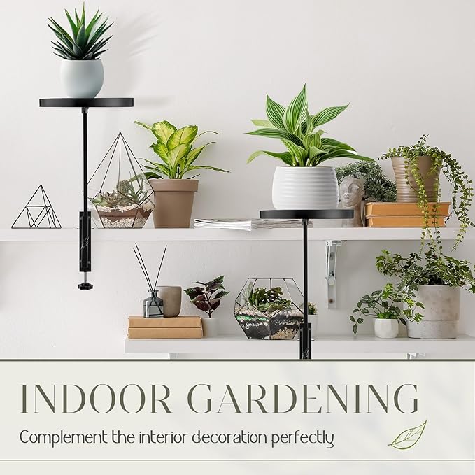 Teenyyou 2 Pcs Window Sill Plant Shelf 5.7''D x 12.4''H Adjustable Window Shelf Windowsill Clamp Tray for Indoor Plants Metal Windowsill Extension Tray Planter Floating Shelves for Indoor Outdoor