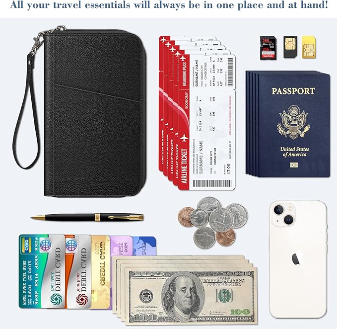 Fintie Family Passport Holder Wallet, RFID Blocking Travel Document Organizer Clutch Bag Credit Cards Case Cover for Women Men