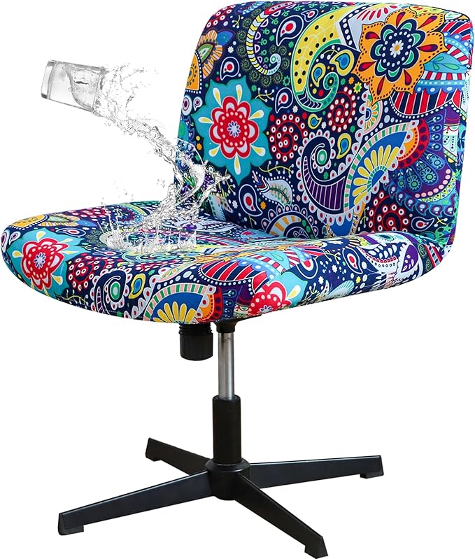 Criss Cross Chair Cover Waterproof Boho Wide Armless Vanity Chair Slipcover 1 Piece Washable