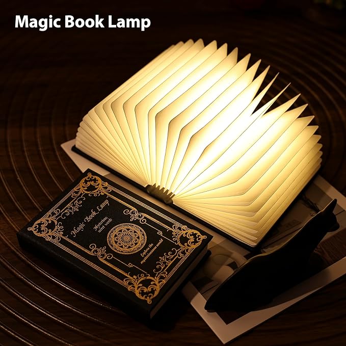 Magic Book Lamp, 3-Color Adjustable Reading Light, Portable Foldable Paper Desk Lamp for Night Reading, 1200mAh Battery,Creative Home Decoration & Ideal Gift for Book Lovers