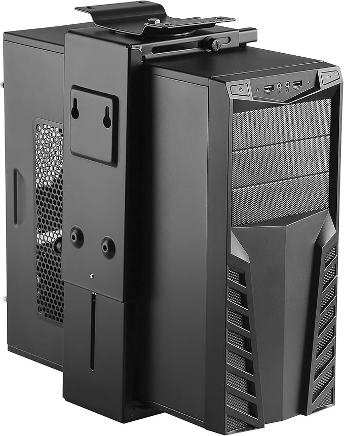 HumanCentric Adjustable Under Desk Computer Mount and Wall Mount, CPU Holder Fits Most PC or Computer Cases, Adjustable Height and Width, Full 360 Swivel, Up to 22 lb, Hardware Included