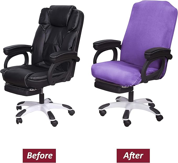 SARAFLORA Office Chair Cover- Large, Light Purple- Removable Computer Chair Covers for with Zipper for Universal Rotating Chair Desk Chairs Cover High Chair Seat Washable Protector for Pet