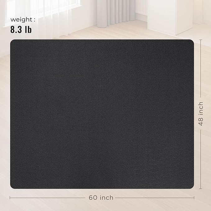 Office Chair Mat for Hard Floors,48"x60" Anti-Slip Waterproof Hardwood Floor Chair Mat,Heavy Duty Floor Protector Rolling Chairs for Home Office(Black)