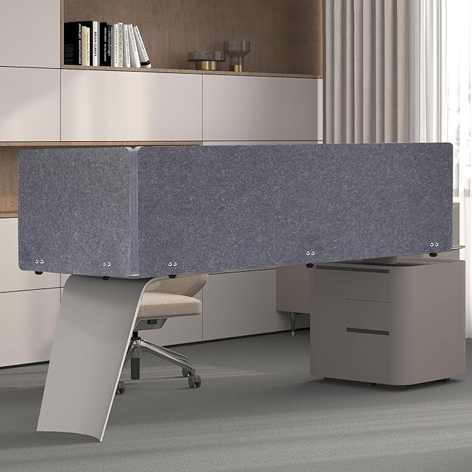 Clamp-On 3-Side Office Privacy Partition – 60" x 24" x 24" Desktop Divider, Sound Absorbing Cubicle Panel, Acoustic Privacy Screen for Desk, Classroom, Office, School