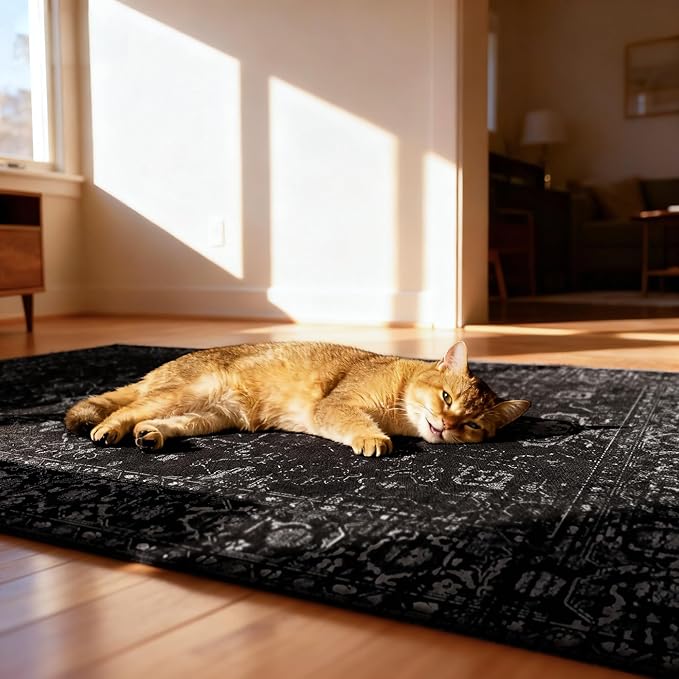 Office Chair Mat for Hardwood Floor, 36"x48" Desk Chair Mat for Home Office, Non-Slip Under Desk Mat for Rolling Chair,Washable Chair Rugs for Gaming Chairs-Black