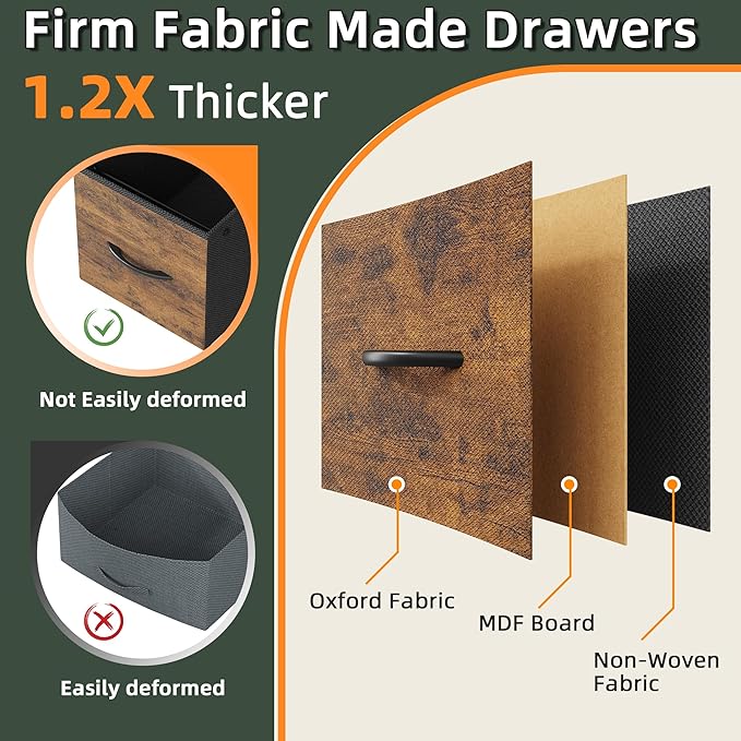 HIGDBFE 4 Drawer Lateral File Cabinet, Mobile Filing Cabinet for Large Printer, Home Office Functional Office Storage Cabinet & Printer Stand, Fits Letter/A4, Rustic Brown
