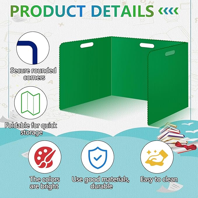 24 Pcs Desk Dividers for Students Classroom Plastic Privacy Folders Muticolored Test Dividers for Students Desks Trifold Privacy Panel Partitions for School Teacher Supplies (24pcs Muticolored)