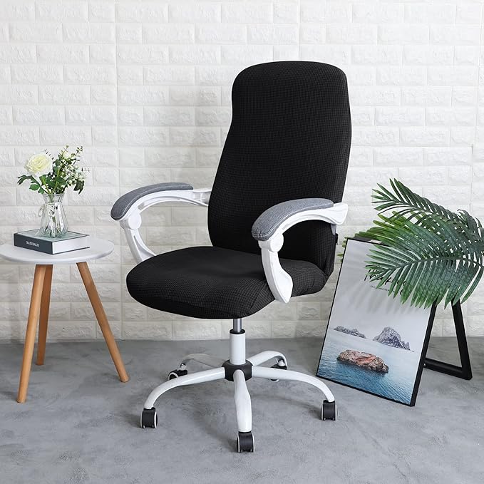 FORCHEER Extra Large Office Chair Cover Black Stretch Water Resistant Executive High Back Computer Chair Slipcover 1 Piece Washable Removable