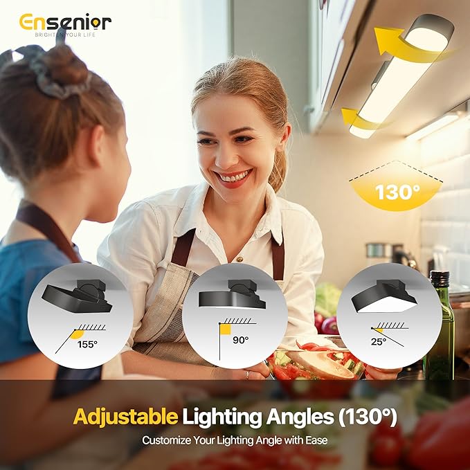 Rechargeable Motion Sensor Light Bar, 2000mAh Dimmable Under Cabinet Lighting Wireless with Digital Battery Display, 130° Rotatable Magnetic Closet Lights, Remote Control Stick on Lights Dorm