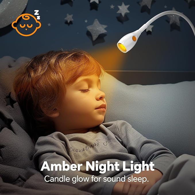 Wall Mounted Reading Light, Minimalist Headboard Mount Book Light, Dimmable LED with Lamp Head Switch Reading Lamp, USB-C Powered, CRI 95+ (4000K + Amber Nightlight) -White