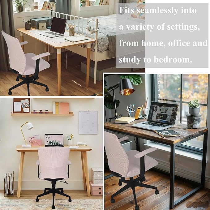 Office Chair Covers 4 Pcs Stretchable Computer Chair Cover Desk Accessories Office Supplies Armrest Seat Slipcovers Desk Decor (Pine Green)