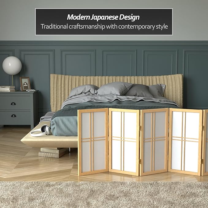 2 ft. Short Desktop Double Cross Shoji Screen - Natural - 5 Panels