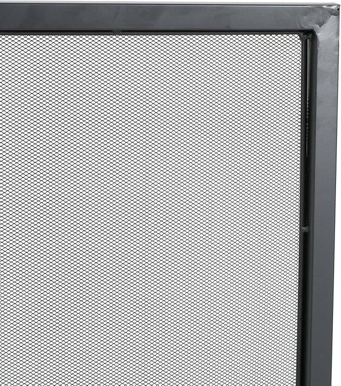 Christopher Knight Home Suho 1-Panel Iron Fireplace Screen, Durable Fire Spark Guard with Wrought Metal Decorative Mesh, Rectangular Fire Place Gate Protector for Living Room, 38" x 30", Black