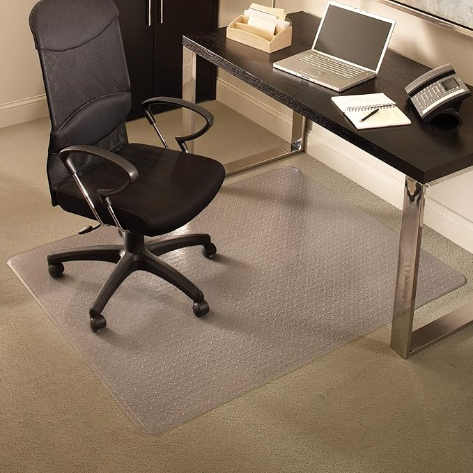 Chair Mats for Carpet- Medium Pile, 48" x 96" Rectangle, Clear Vinyl Beveled Edge